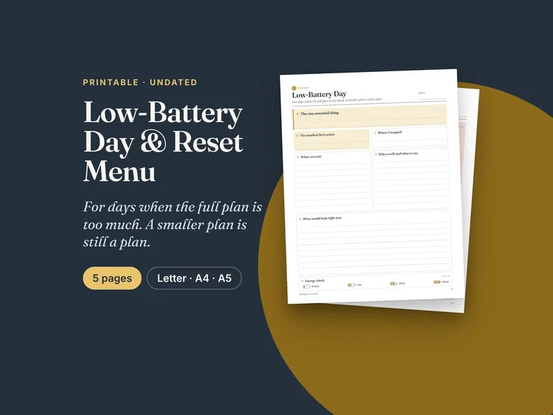 Low-Battery Day & Reset Menu listing image
